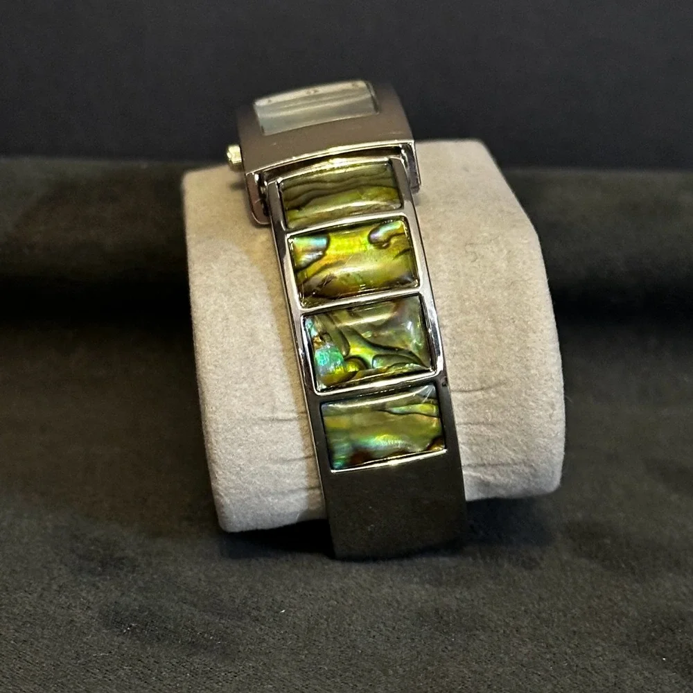 Unbranded Quartz‎ Watch Women OS Silver Abalone Inlay MOP Dial Rectangular Case